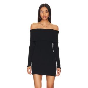 REVOLVE Enza costa Black Off-Shoulder sweater Mini Dress